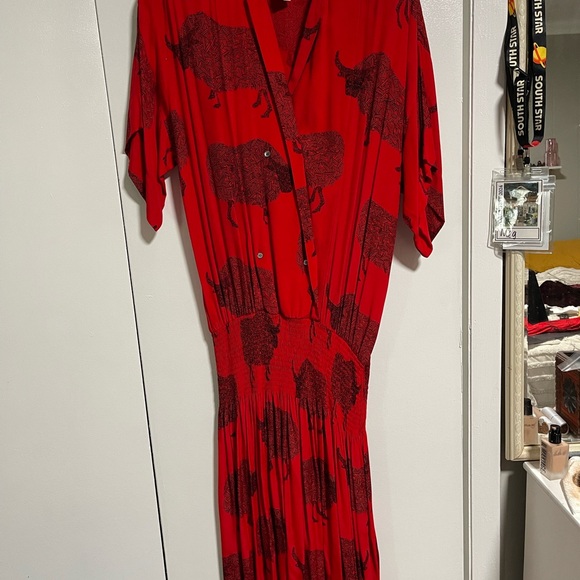 Vintage 80s Nicole Miller Red and Black Maxi Dress - Picture 2 of 3